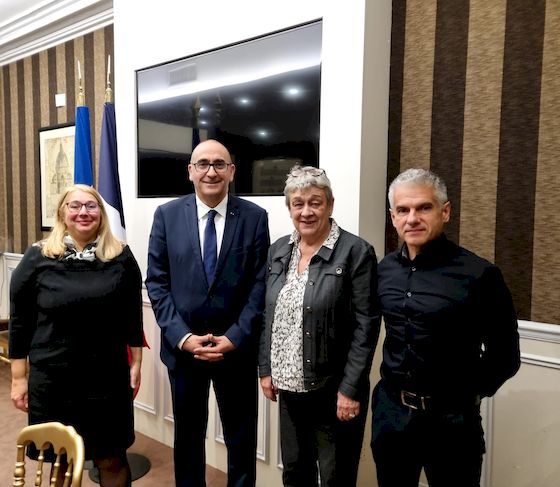 De gauche à droite : Catherine Ben Assaya, secrétaire générale adjointe de FO Préfecture, Laurent Nuñez, Christine Marot, secrétaire générale de FO Préfecture et Noël Rubio, secrétaire général du SNFOSICMI